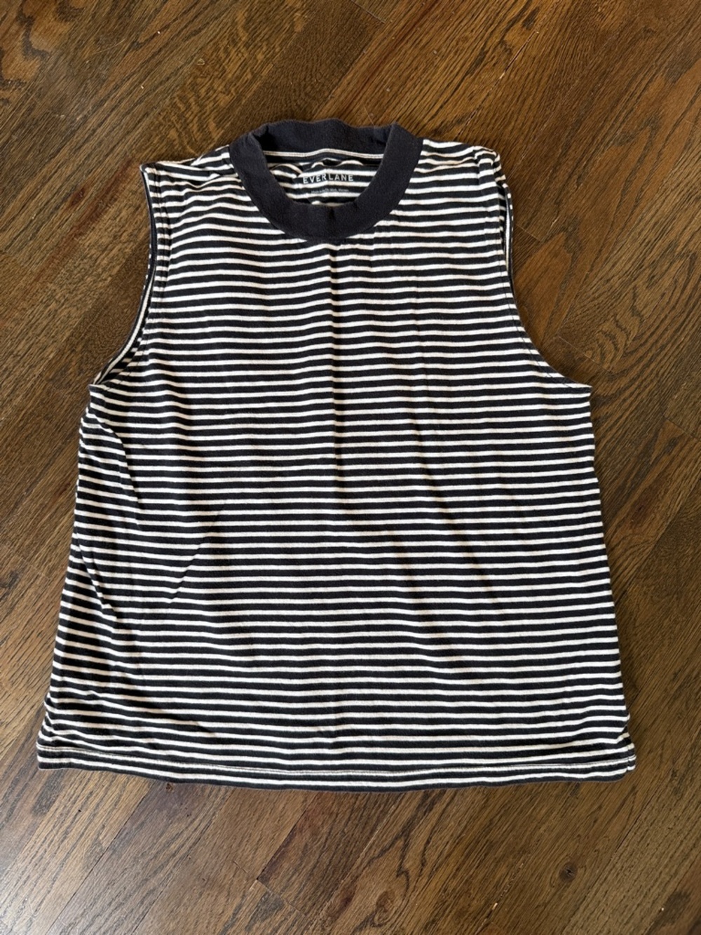 Evereve Black & White Striped Sleeveless Tank